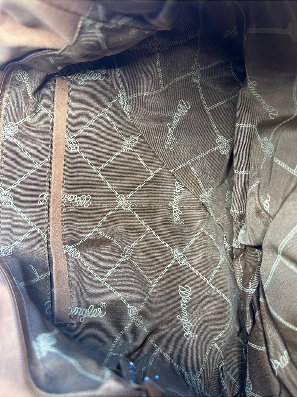 Wrangler Brown Leather-Style Hobo Bag with Dual Zips - Picture 6 of 6